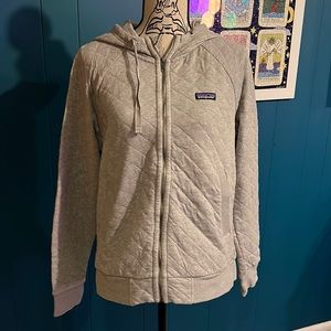 Gray quilted zip up hoodie